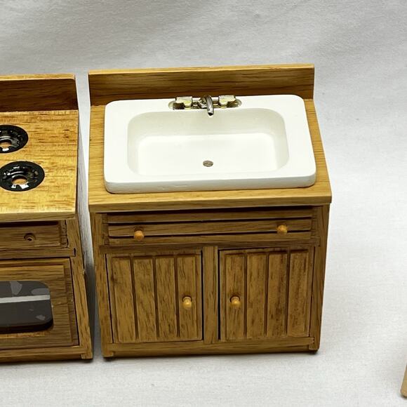 Dollhouse Miniature Furniture Kitchen Appliances MCM Upholstered Couch Chairs - Picture 5 of 13